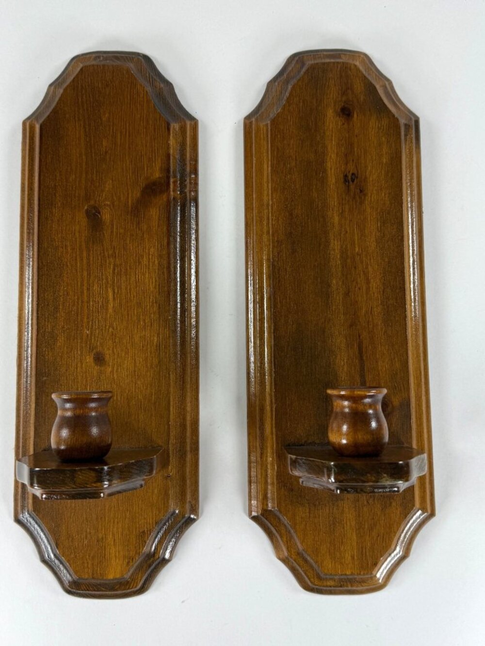 Vintage Home Interiors 2 Wooden Wall Sconce Candle Holders Decorative Plaques